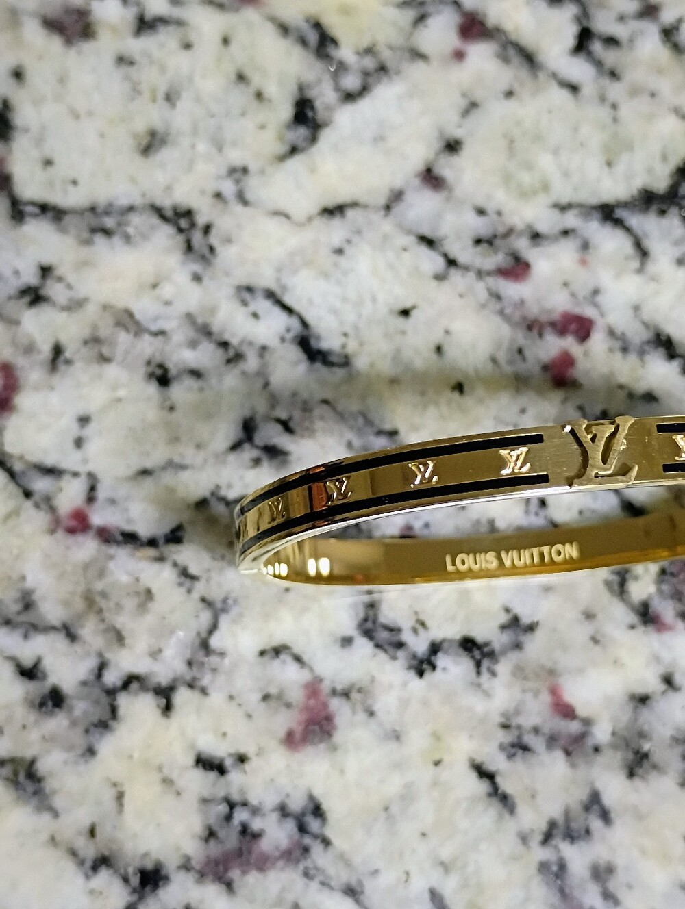 New Gold and Black Logo Slim Bangle Bracelet - Picture 4 of 8